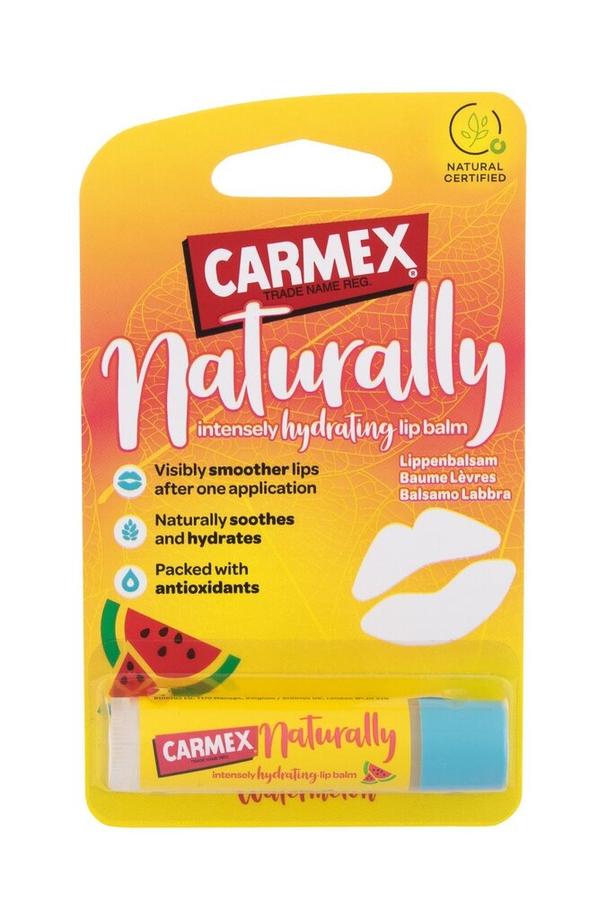 Carmex Naturally huulibalsami 4,25 g, Watermelon hinta ja tiedot | Huulipunat, huulikiillot ja huulirasvat | hobbyhall.fi