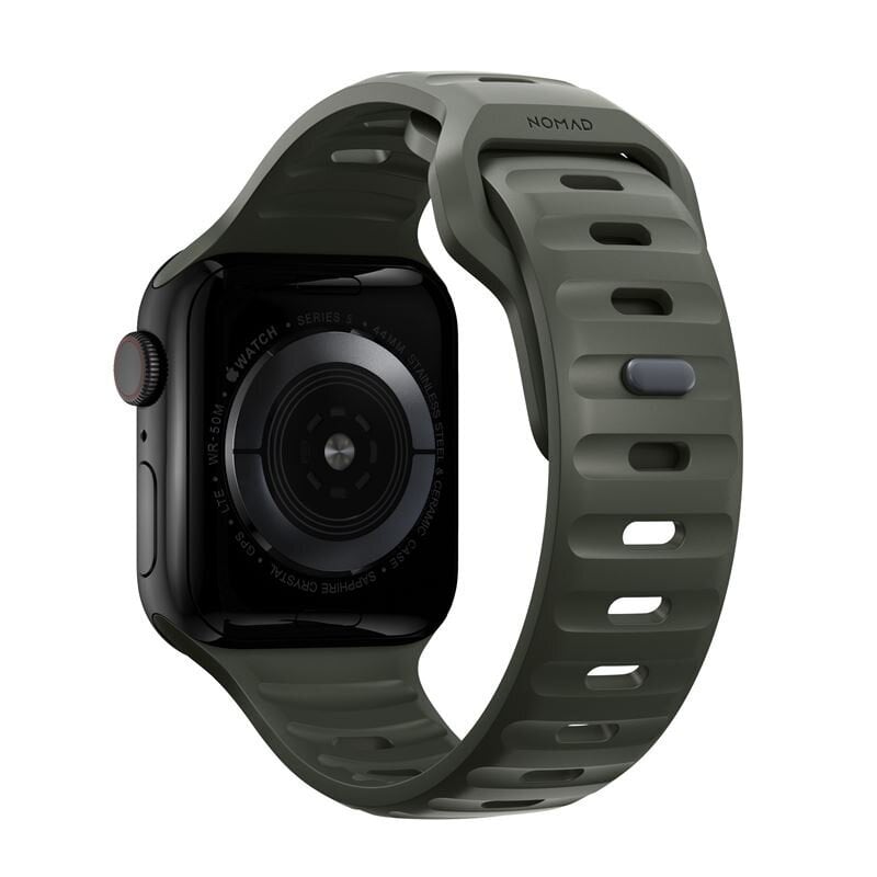 Nomad Sport Strap M/L, ash green - Apple Watch Ultra, Series 8, 7 (45mm) - Apple Watch Ultra, Series 8, 7, 6, SE (44mm) - Apple Watch Ultra, Series 8, 7, 6, SE (44mm) hinta ja tiedot | Älykellojen ja aktiivisuusrannekkeiden lisätarvikkeet | hobbyhall.fi