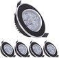 B-right LED upotettavat valot, 5 W, 3000K, 400 lumenia, himmennettävä, musta, 4 kpl. hinta ja tiedot | Upotettavat valaisimet ja LED-valaisimet | hobbyhall.fi