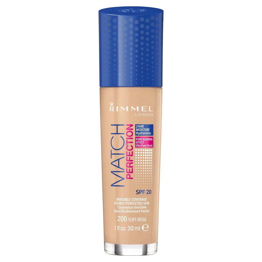 Rimmel London Match Perfection SPF20 meikkituote 30 ml, 010 Light Porcelain hinta ja tiedot | Meikkivoiteet ja puuterit | hobbyhall.fi