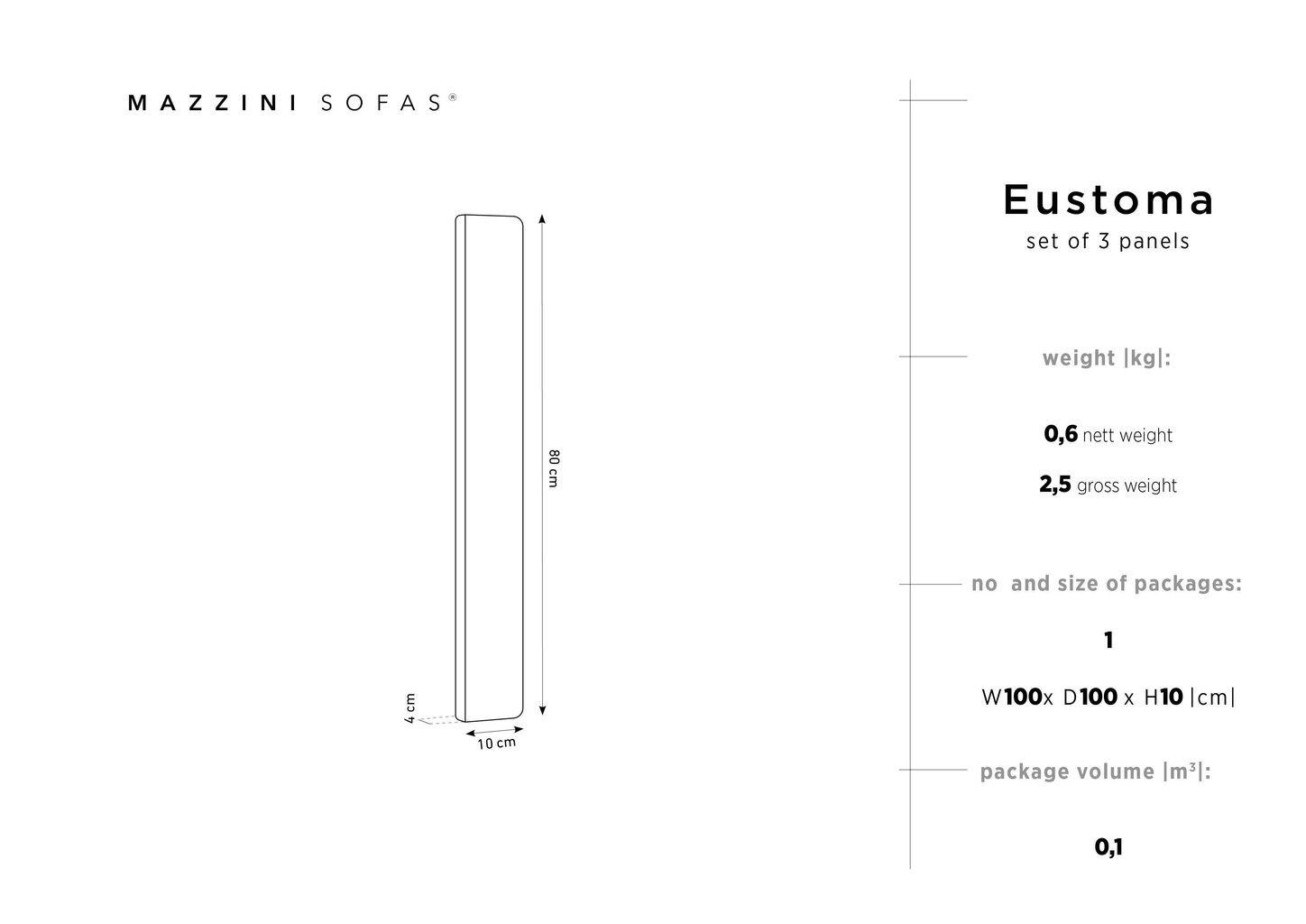 Pehmeät seinäpaneelit, 3 kpl, Mazzini Sofas Eustoma C1, valkoinen hinta ja tiedot | Pehmeät seinäpaneelit | hobbyhall.fi