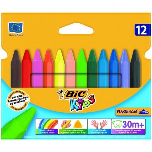 Wax Crayons Plastidecor Triangle Box 12 hinta ja tiedot | Taide- ja askartelutarvikkeet | hobbyhall.fi