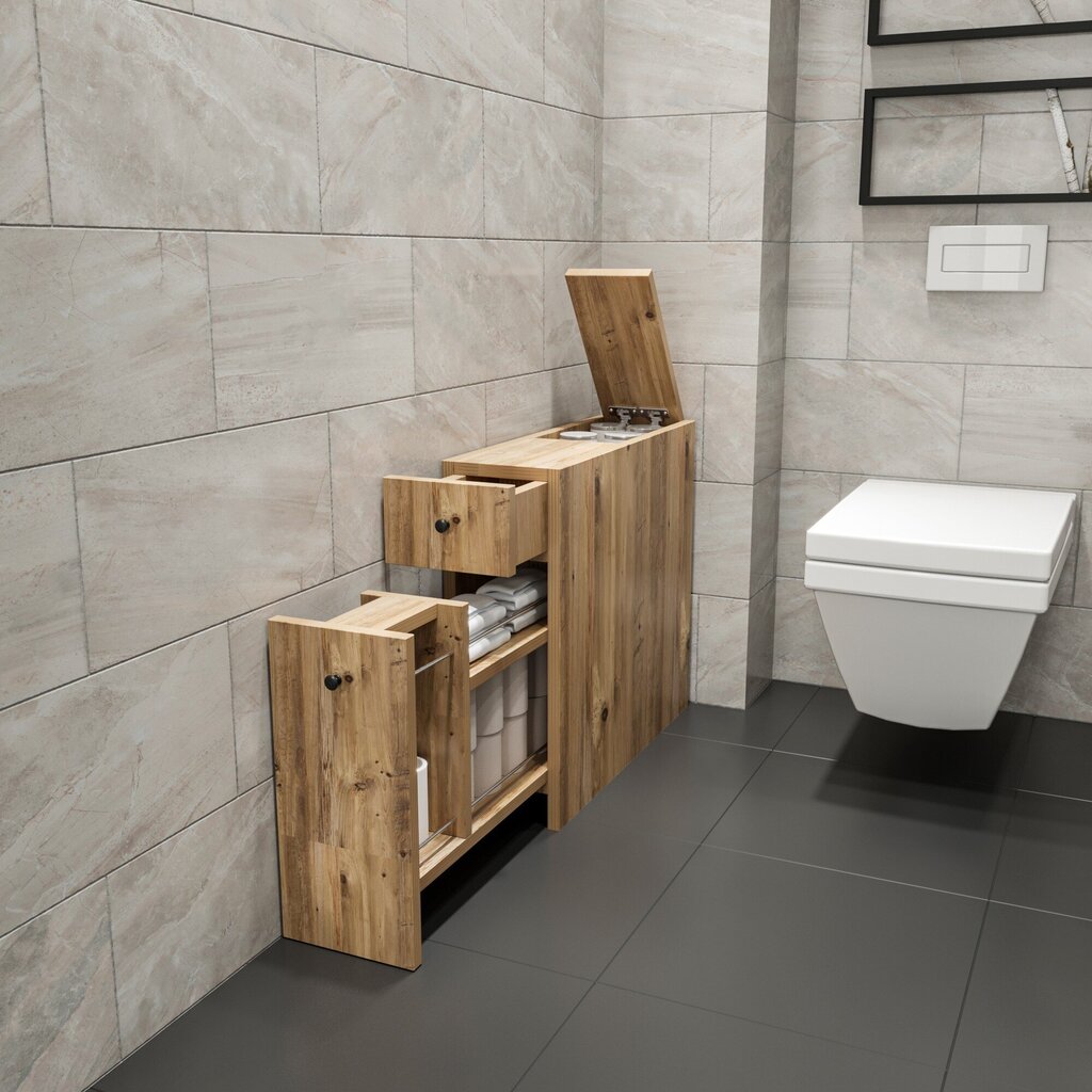 Erillinen kylpyhuonekaappi Kalune Design 854, vaaleanruskea hinta ja tiedot | Kylpyhuonekaapit | hobbyhall.fi