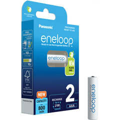 Panasonic Eneloop ladattava akku AAA 800 2BP hinta ja tiedot | Paristot | hobbyhall.fi