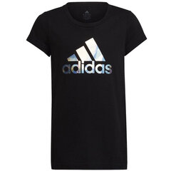 Adidas Dance Metallic Print Tee Jr HD4407, mustan värinen lasten T-paita hinta ja tiedot | Tyttöjen paidat | hobbyhall.fi