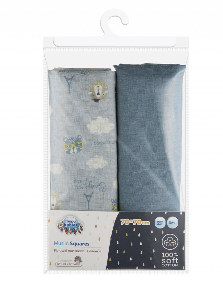 Canpol Babies Bonjour Paris, sinisen värinen vaippasetti, 70 cm x 70 cm, 2 kpl hinta ja tiedot | Vauvan hoitoalustat ja tekstiilit | hobbyhall.fi