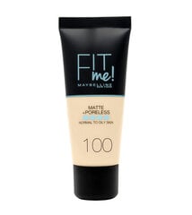 Nestemäinen meikki pohjavoide Maybelline New York Fit Me! Matte &amp; Poreless, 100 Warm Ivory, 30 ml hinta ja tiedot | Meikkivoiteet ja puuterit | hobbyhall.fi