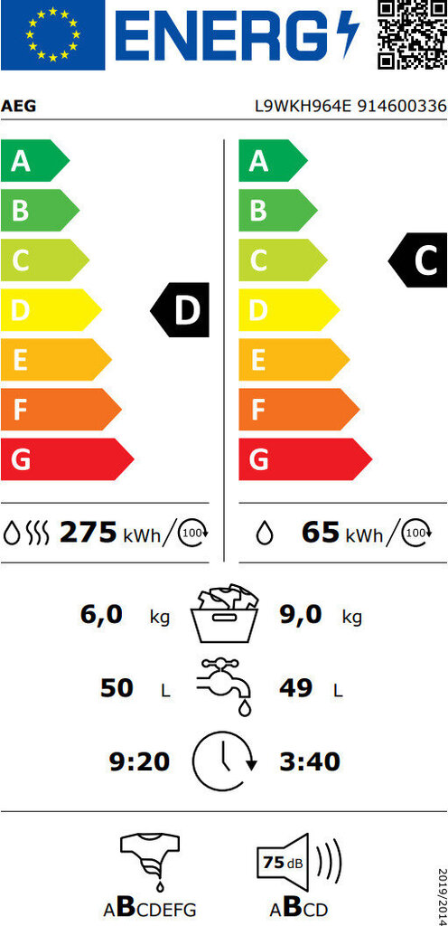 AEG L9WKH964E hinta ja tiedot | Pyykinpesukoneet | hobbyhall.fi