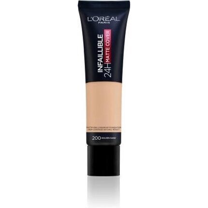 L'Oreal Paris Infallible 24H Matte Cover Foundation meikkivoide 30 ml, 200 Golden Sand hinta ja tiedot | Meikkivoiteet ja puuterit | hobbyhall.fi