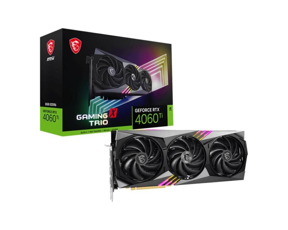 MSI GeForce RTX 4060 Ti Gaming X Trio 8G (RTX4060TIGAMXTRIO8G) hinta ja tiedot | Näytönohjaimet | hobbyhall.fi