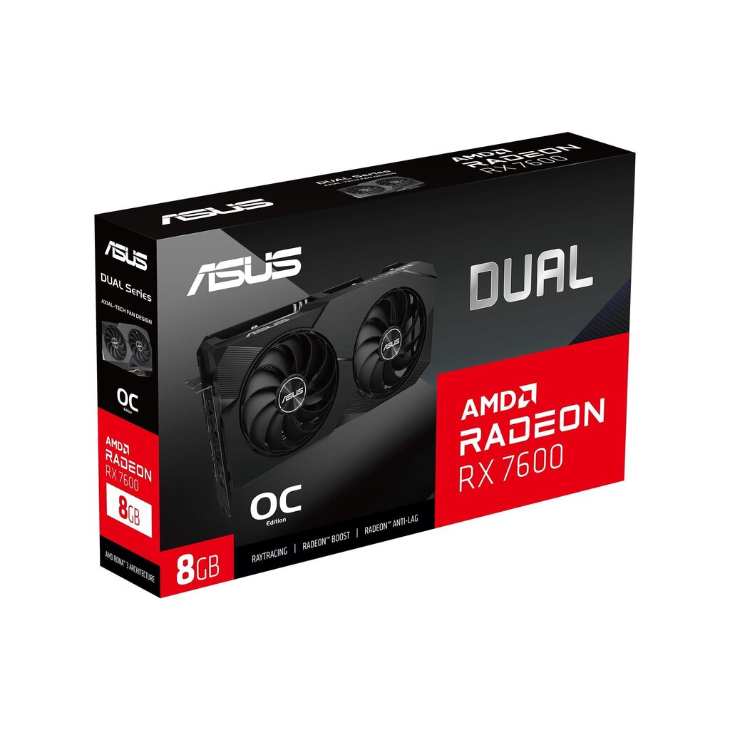 Asus Dual Radeon RX 7600 OC Edition (DUAL-RX7600-O8G) hinta ja tiedot | Näytönohjaimet | hobbyhall.fi