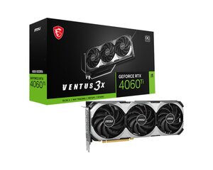 MSI GeForce RTX 4060 Ti Ventus 3X OC (RTX4060TIVEN3X8GOC) hinta ja tiedot | Näytönohjaimet | hobbyhall.fi