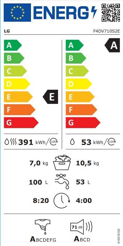 LG F4DV710S2E hinta ja tiedot | Pyykinpesukoneet | hobbyhall.fi