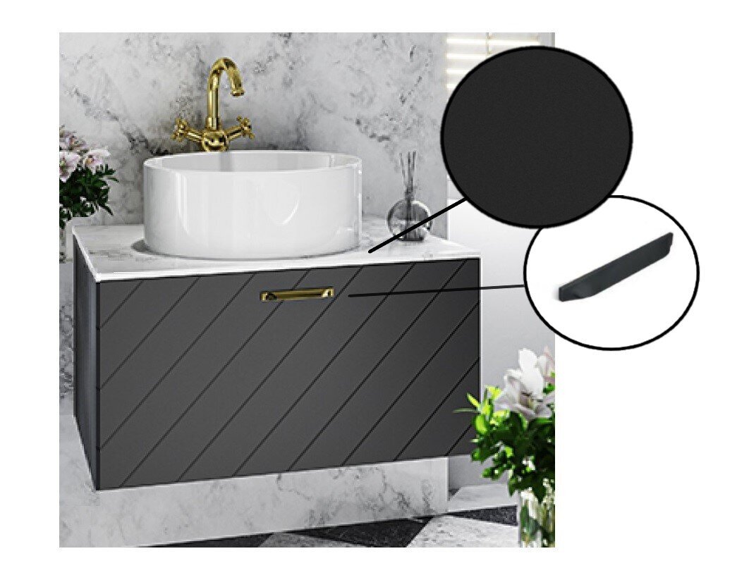 Besco Floo 80 kylpyhuonekaappi mustalla tasolla, musta hinta ja tiedot | Kylpyhuonekaapit | hobbyhall.fi