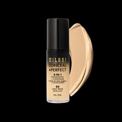 Milani Conceal+ Perfect meikkivoide 30 ml, 00B Light hinta ja tiedot | Meikkivoiteet ja puuterit | hobbyhall.fi