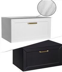 Besco Dexa 60 kylpyhuonekaappi marmorisella tasolla ja mustilla vetimillä hinta ja tiedot | Kylpyhuonekaapit | hobbyhall.fi
