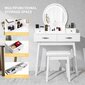 Peilipöytä KS185 LED-valaistuksella ja pehmeällä tuolilla, valkoinen hinta ja tiedot | Peilipöydät | hobbyhall.fi