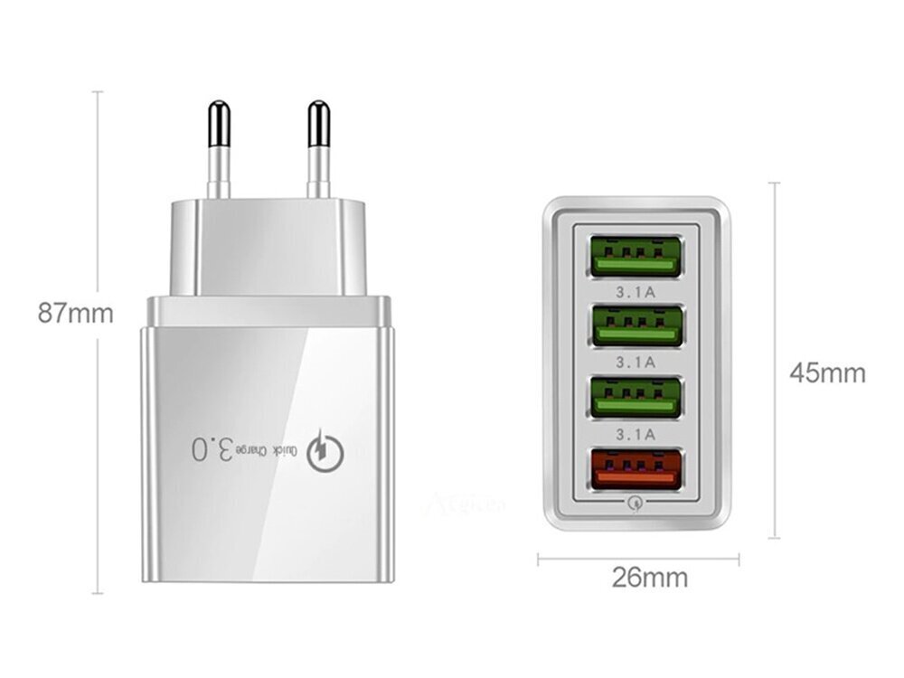 4xUSB-pikalaturi 3.0 hinta ja tiedot | Puhelimen laturit | hobbyhall.fi