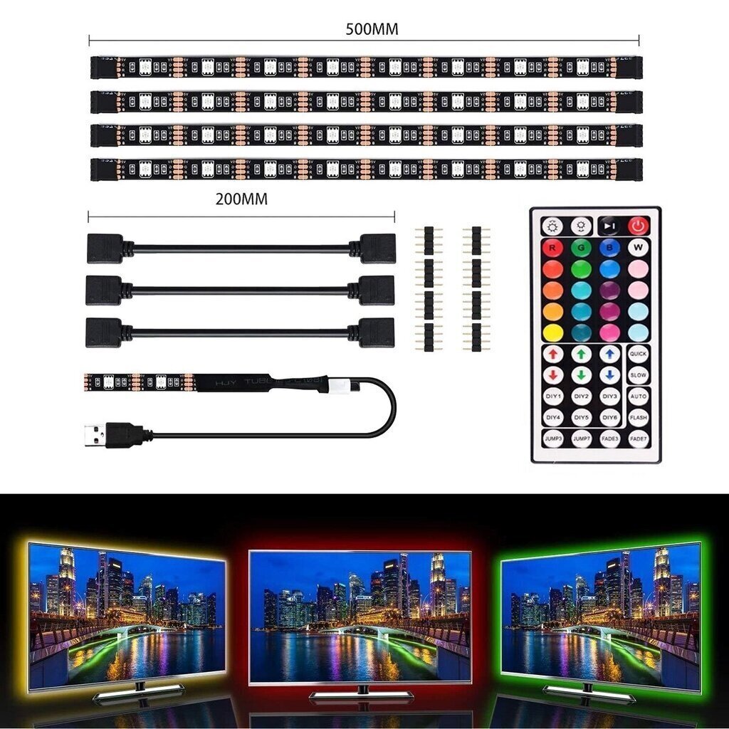 RGB LED-nauhat 4 kpl. + kaukosäädin hinta ja tiedot | LED-valonauhat | hobbyhall.fi