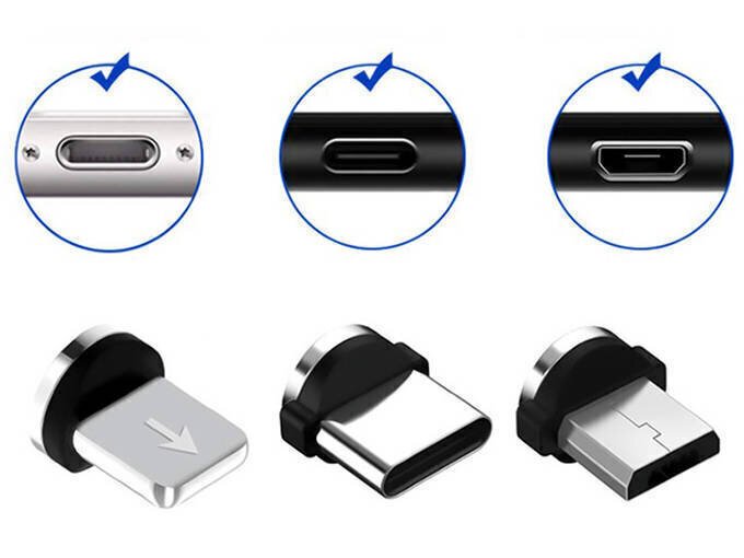 3in1 micro type-c usb magneettikaapeli iphone 1m hinta ja tiedot | Puhelinkaapelit | hobbyhall.fi