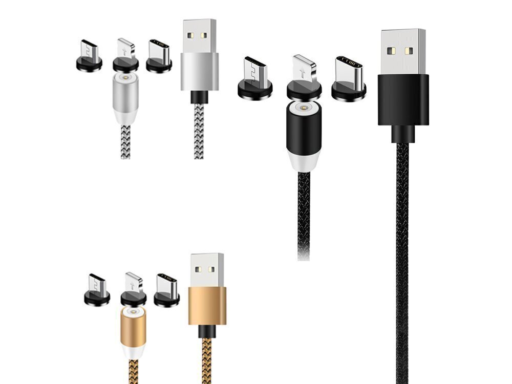 3in1 micro type-c usb magneettikaapeli iphone 1m hinta ja tiedot | Puhelinkaapelit | hobbyhall.fi