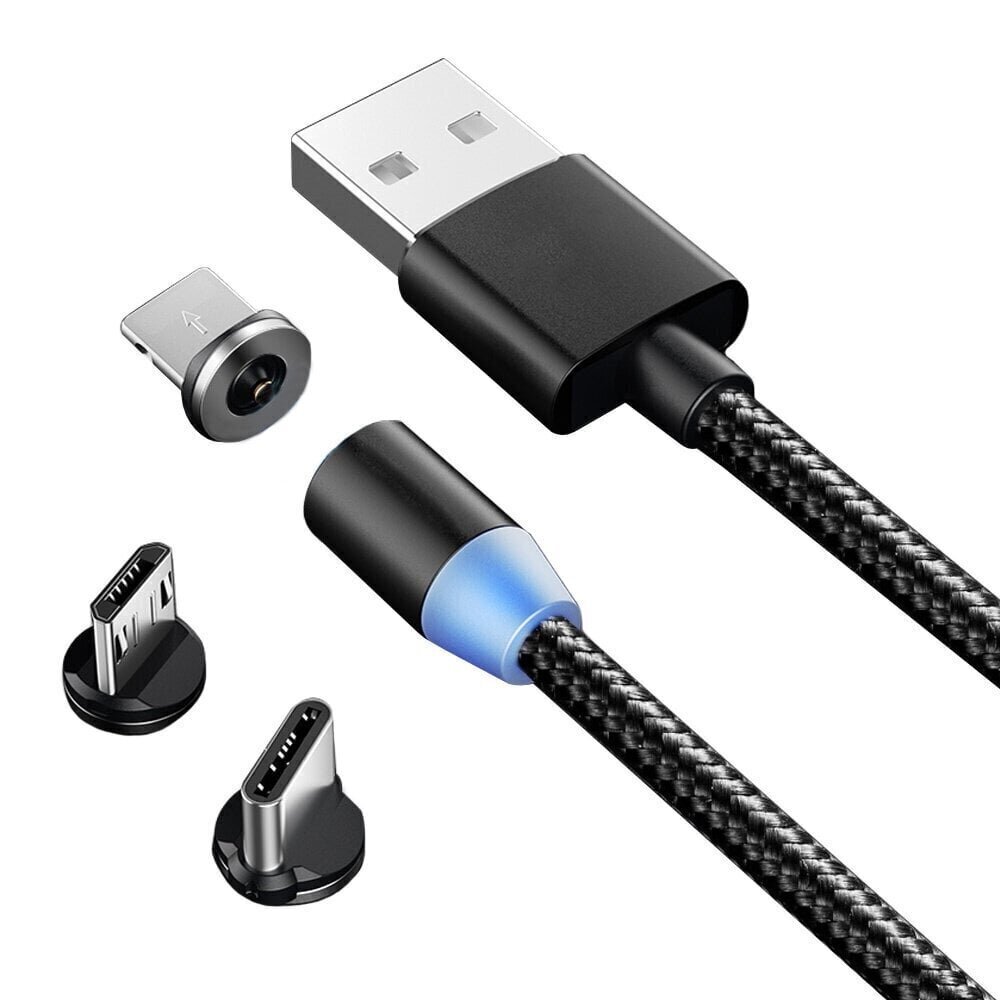 3in1 micro type-c usb magneettikaapeli iphone 1m hinta ja tiedot | Puhelinkaapelit | hobbyhall.fi