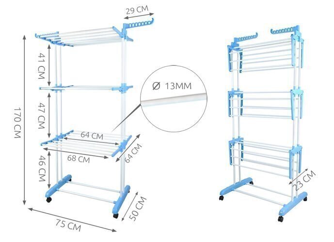 Kuivausteline taitettava 170x50x75cm hinta ja tiedot | Kuivaustelineet ja tarvikkeet | hobbyhall.fi