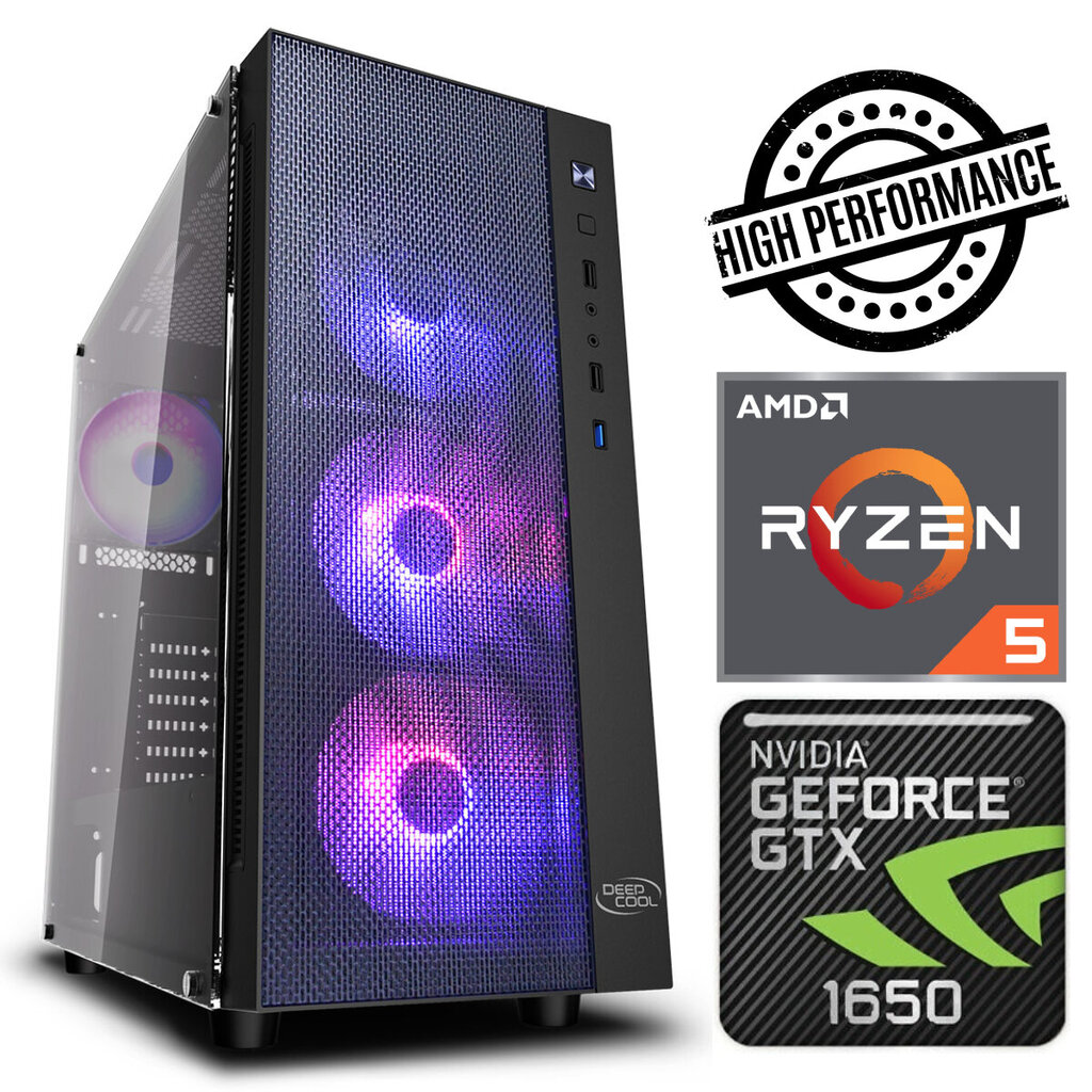 INTOP Ryzen 5 3600 8GB 240SSD M.2 NVME GTX1650 4GB no-OS hinta ja tiedot | Pöytätietokoneet | hobbyhall.fi