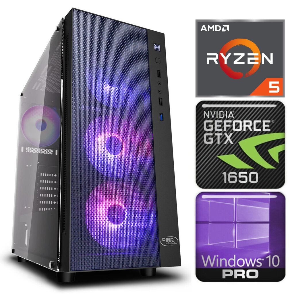 INTOP Ryzen 5 3600 8GB 480SSD M.2 NVME GTX1650 4GB WIN10Pro hinta ja tiedot | Pöytätietokoneet | hobbyhall.fi