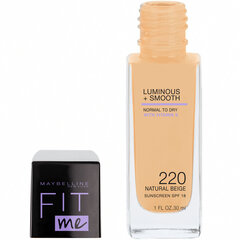 Maybelline Fit Me Luminous + Smooth -meikkivoide 220 Nude Beige, 30ml hinta ja tiedot | Meikkivoiteet ja puuterit | hobbyhall.fi