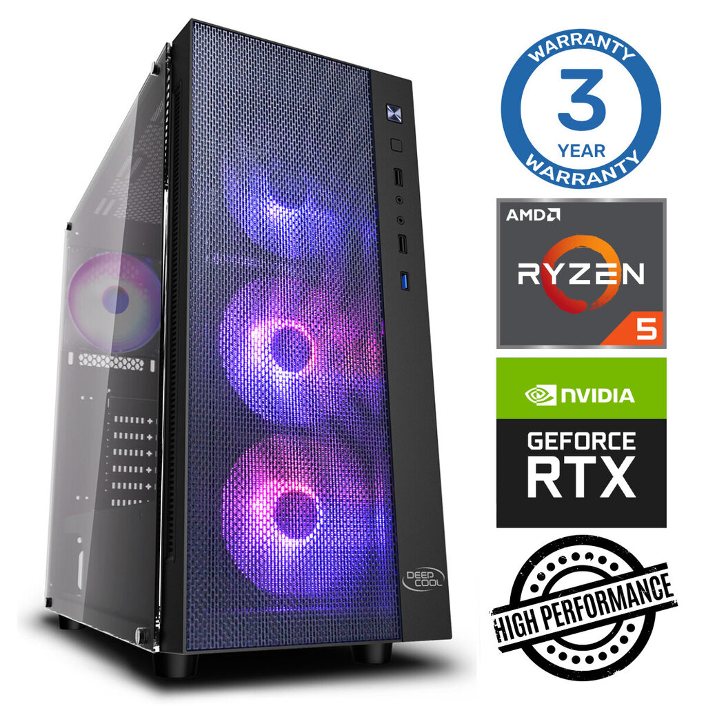 Intop Ryzen 5 3600 16GB 240SSD M.2 NVME+2TB RTX4060Ti 8GB no-OS hinta ja tiedot | Pöytätietokoneet | hobbyhall.fi