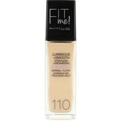 Maybelline Fit Me Luminous + Smooth -meikkivoide 110 Porcelane, 30ml hinta ja tiedot | Meikkivoiteet ja puuterit | hobbyhall.fi