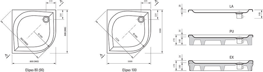 Kandik Ellipso-90 PAN hinta ja tiedot | Suihkualtaat | hobbyhall.fi