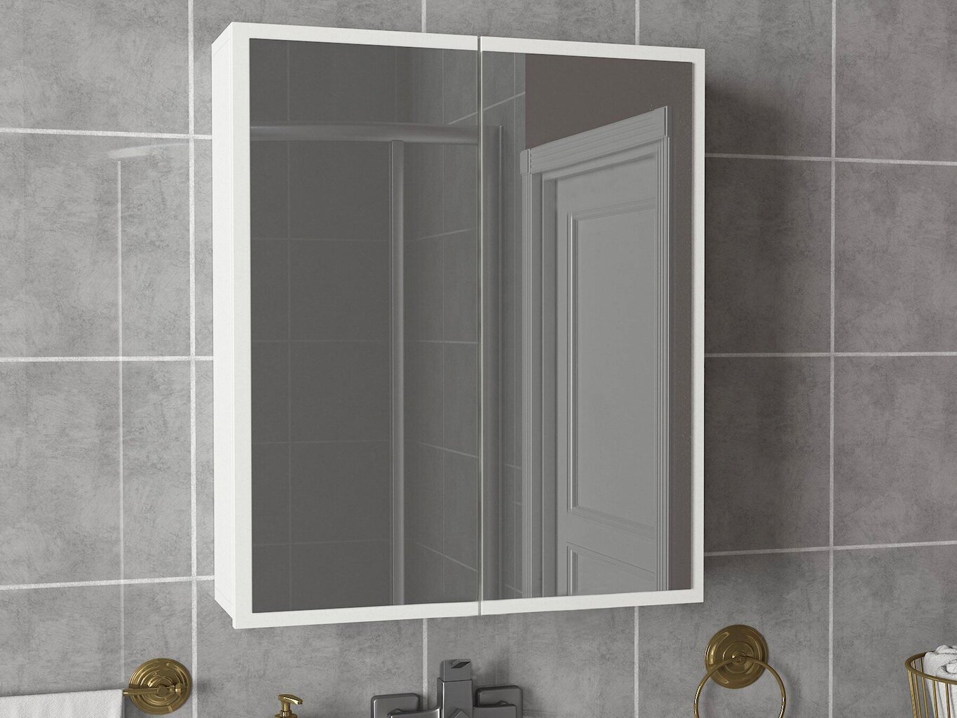 Kylpyhuoneen seinäkaappi Kalune Design 745(II), valkoinen hinta ja tiedot | Kylpyhuonekaapit | hobbyhall.fi