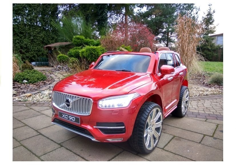 VOLVO XC90, punaisen värinen lakattu sähkökäyttöinen leikkiauto lapsille hinta ja tiedot | Lasten sähköautot | hobbyhall.fi