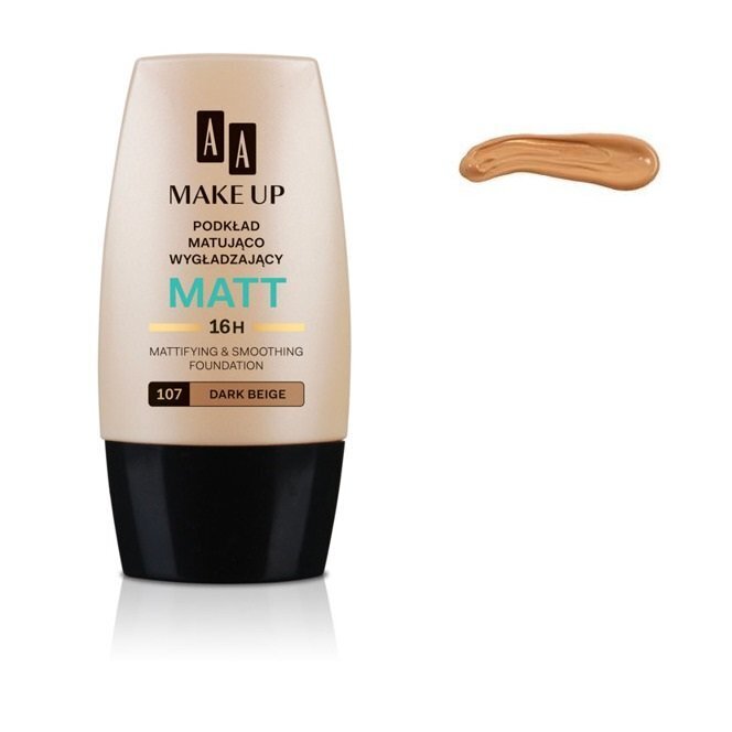 AA Make Up Matt Foundation meikkivoide 30 ml, 107 Dark Beige hinta ja tiedot | Meikkivoiteet ja puuterit | hobbyhall.fi