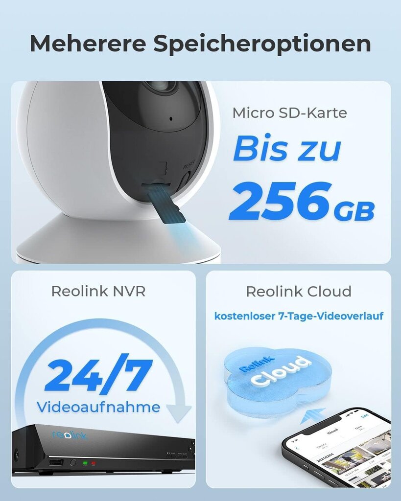 Reolink E1 Pro -turvakamera, valkoinen, 2,4G/5GHz Wi-Fi, 2K (2560x1440) 4MP hinta ja tiedot | Valvontakamerat | hobbyhall.fi