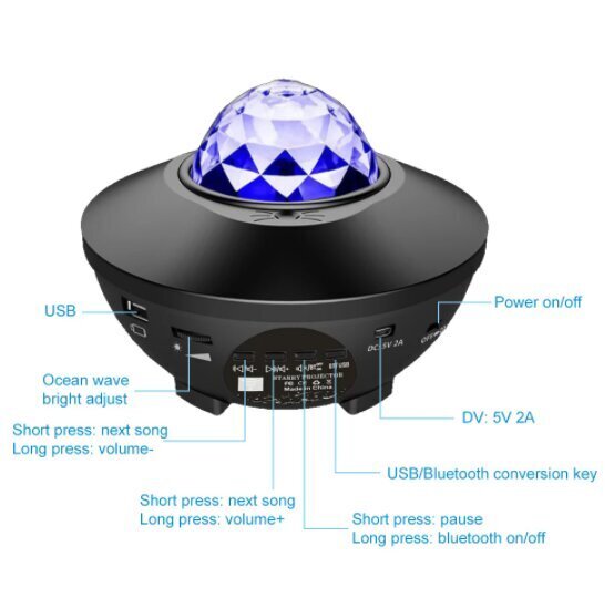 LED-tähtiprojektori Bluetooth-kaiutintoiminnolla hinta ja tiedot | Juhlakoristeet | hobbyhall.fi