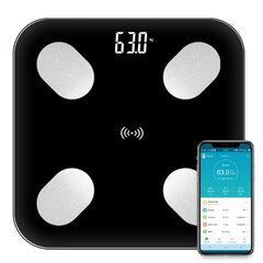 CP B2 Glass Bluetooth Smart Body Scale Progress Sync -sovelluksella Android/iOs:lle (0,1-180 kg), musta hinta ja tiedot | Vaa'at | hobbyhall.fi