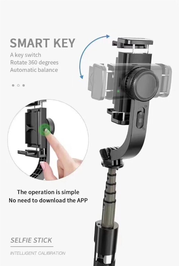 Selfie Stick Selfie Stick -jalusta Gimbal Stabilizer L08, jossa akselin stabilointi ja Bluetooth-kaukosäädin hinta ja tiedot | Selfie-tikut ja -telineet | hobbyhall.fi