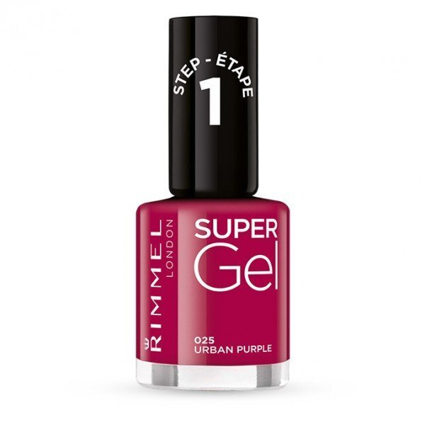 Rimmel London Super Gel STEP1 kynsilakka 12 ml, 025 Urban Purple hinta ja tiedot | Kynsilakat ja kynsienhoitotuotteet | hobbyhall.fi