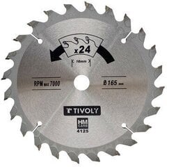 Pyörösahanterä Tivoly 190x30x2.8/1.7mm, z24, 15°, (20mm sovitin), puulle hinta ja tiedot | Käsityökalut | hobbyhall.fi