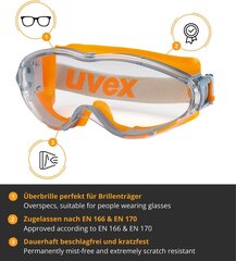 UVEX -ultraääni Supravision Excellence Guardian Glasses - Läpinäkyvä/harmaa -Orange hinta ja tiedot | Pään suojavarusteet | hobbyhall.fi