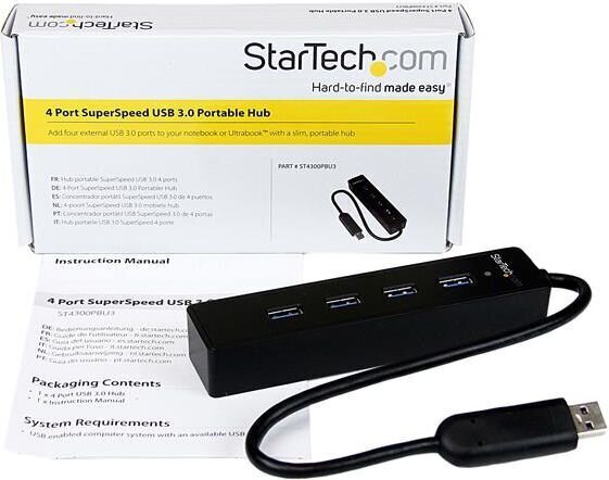 STARTECH 4 Port Portable USB 3.0 Hub hinta ja tiedot | Adapterit | hobbyhall.fi