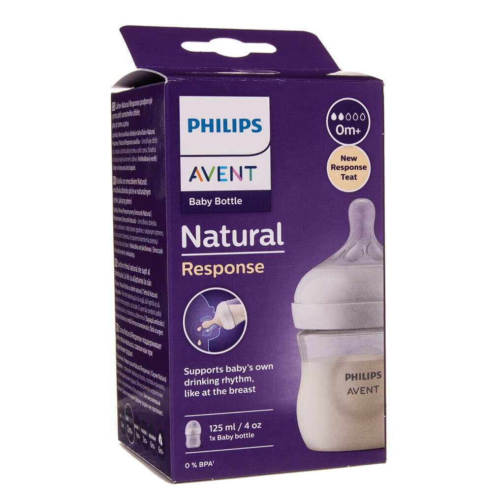 Philips Avent Natural SCY900/01, 0 kuukautta+, tuttipullo 125 ml hinta ja tiedot | Tuttipullot ja tarvikkeet | hobbyhall.fi