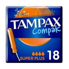 Tamponit Tampax Compak Super Plus, 18 kpl hinta ja tiedot | Tampax Hajuvedet ja kosmetiikka | hobbyhall.fi