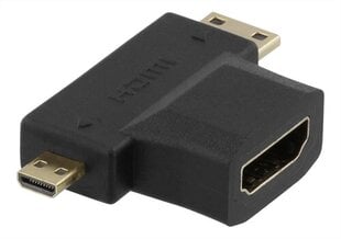 Sovitin Deltaco HDMI-22G, HDMI-M / miniHDMI-F / microHDMI-F hinta ja tiedot | Adapterit | hobbyhall.fi
