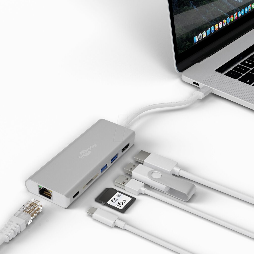 Goobay USB-C Premium Multiport-Dock 7678 hinta ja tiedot | Adapterit | hobbyhall.fi