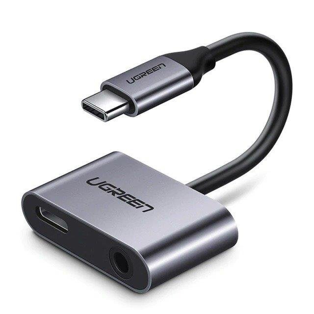 Ugreen CM193 USB-C-USB-C sovitin, 3,5 mm, harmaa hinta ja tiedot | Adapterit | hobbyhall.fi