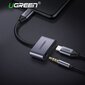 Ugreen CM193 USB-C-USB-C sovitin, 3,5 mm, harmaa hinta ja tiedot | Adapterit | hobbyhall.fi